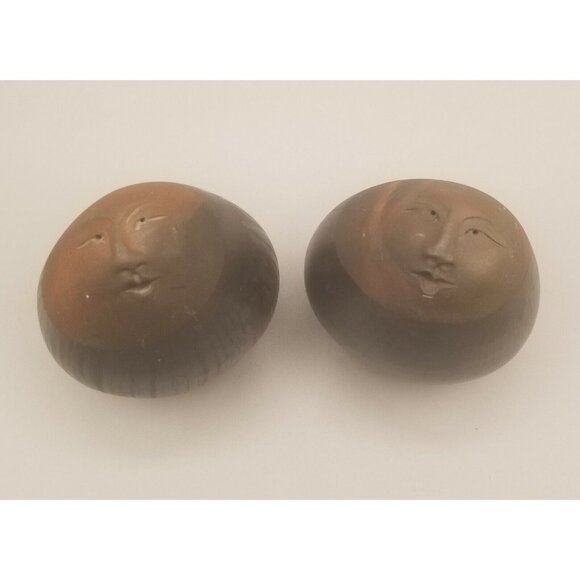 Deva Raku Spirit Ceremonial Rattles Pottery Pair Shakers Faces Nan Emmett - Picture 3 of 9